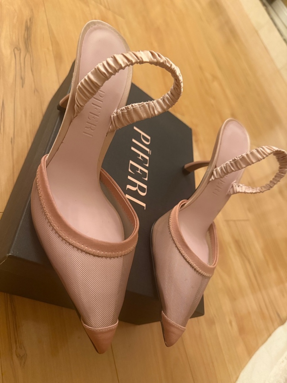 Piferi Blush Pink Pointed Slingback Heels